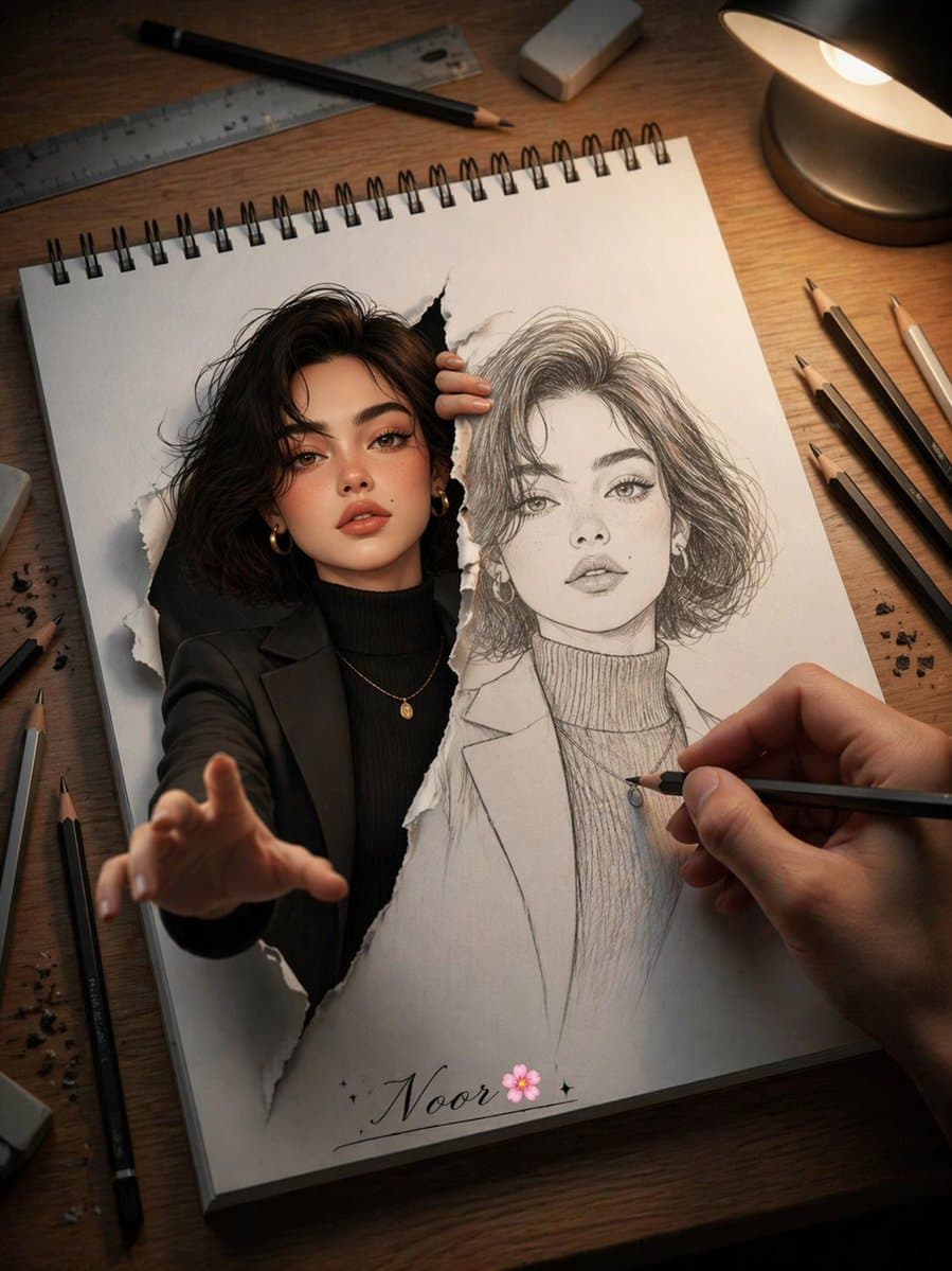 素描中走出的时尚女郎