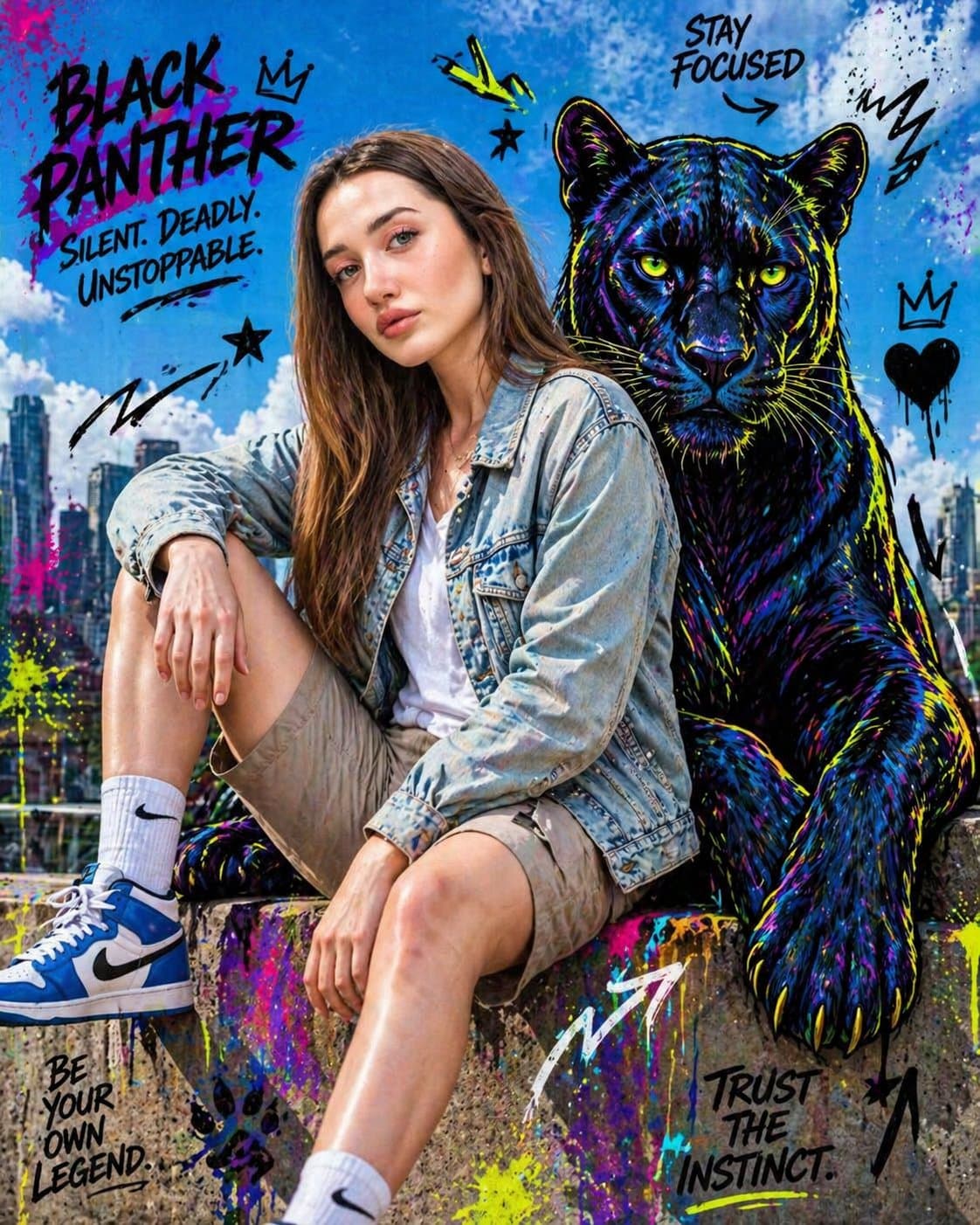 写实与卡通融合时尚大片