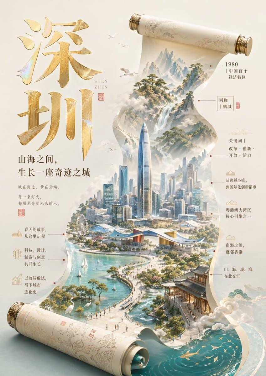 新中式卷轴3D海报设计