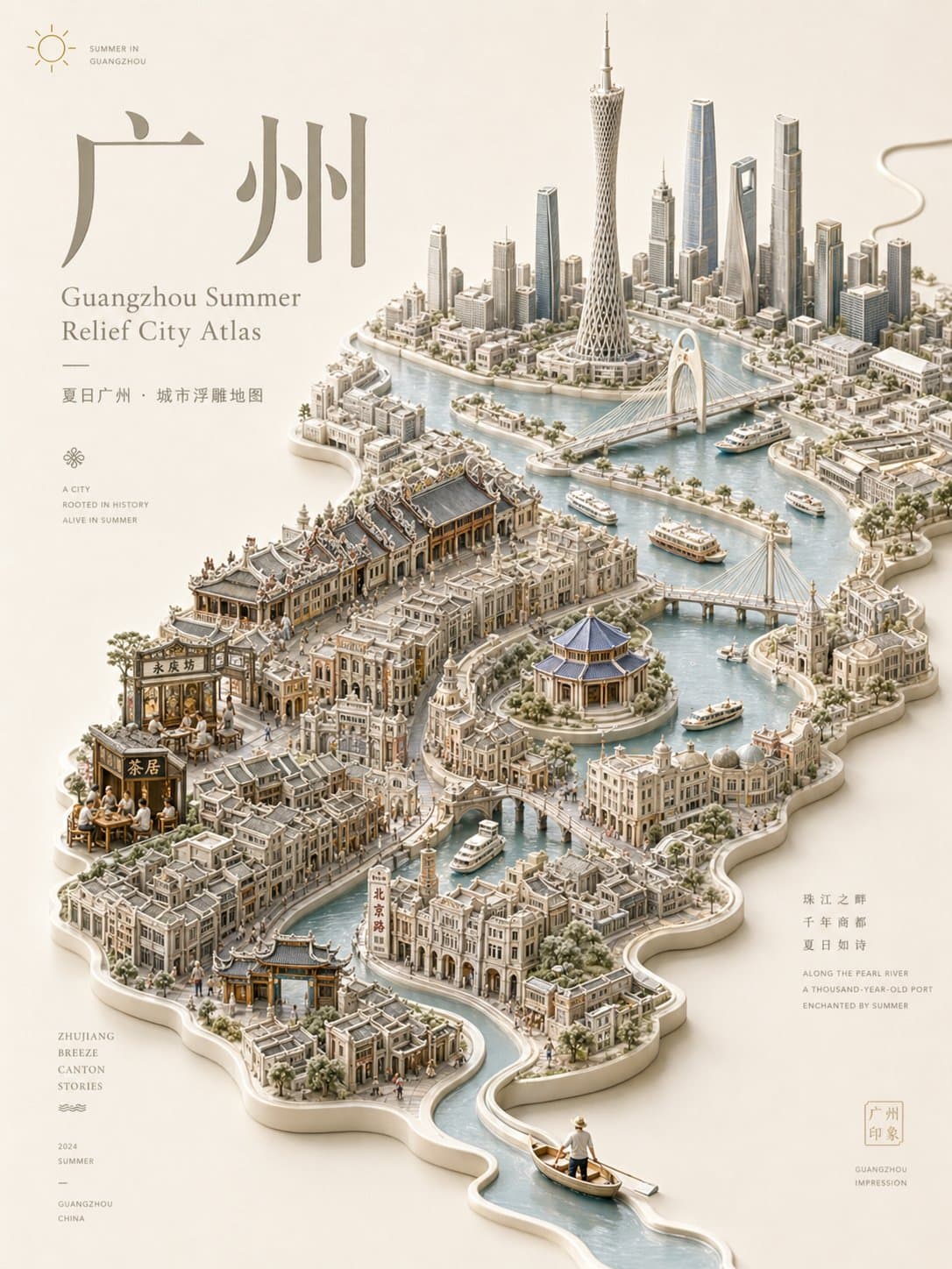 立体浮雕城市海报｜季节主题城市地图