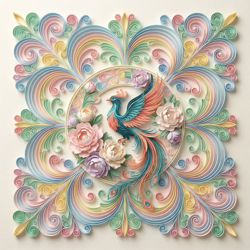 立体纸艺凤凰牡丹 - 图片 1