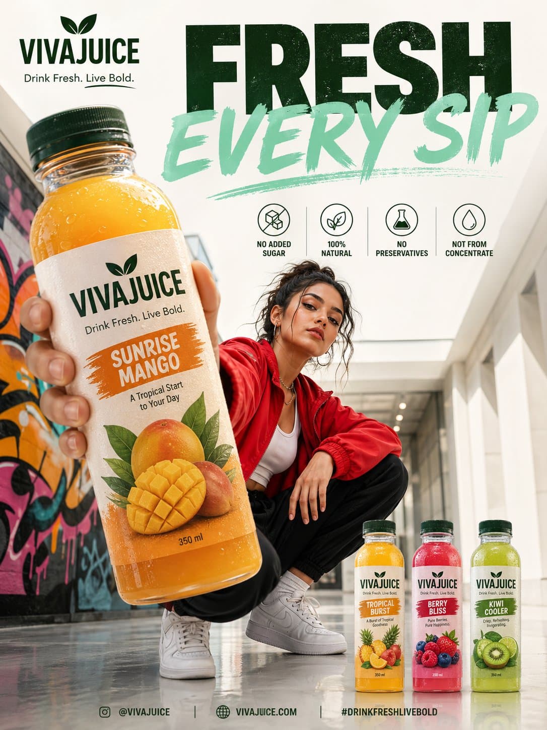 VIVAJUICE时尚饮品广告海报设计 - 图片 1