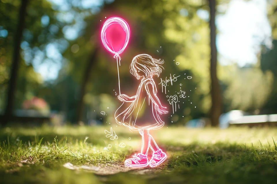 霓虹线稿混合插画艺术 - 图片 2