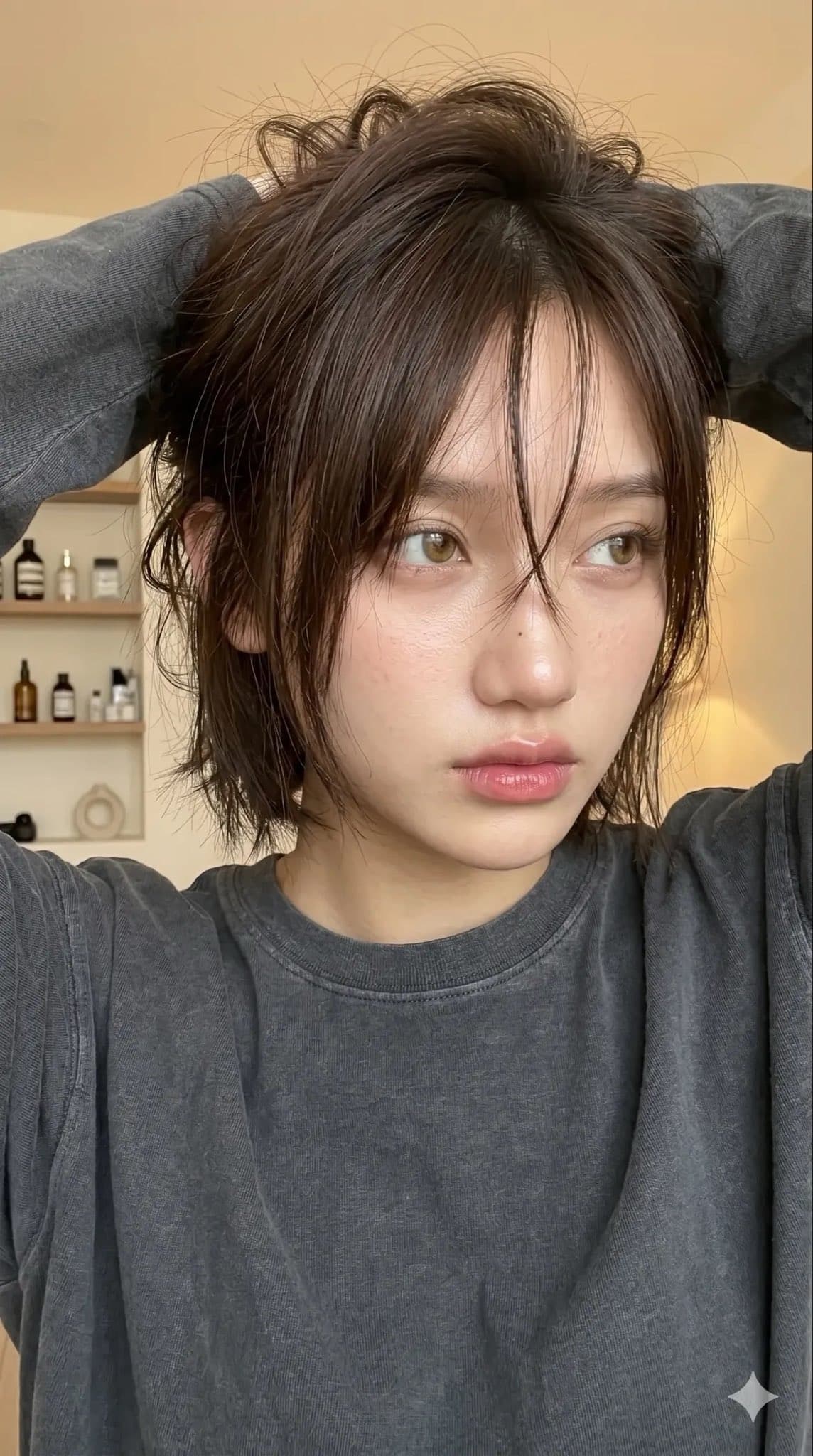 短发慵懒女孩肖像 - 图片 1
